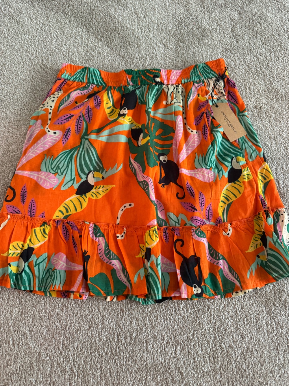 New Bright Orange Tropical Print Women's Skirt